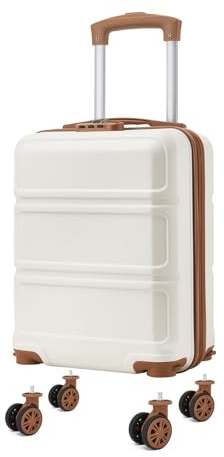 Kono Maleta Cabina 40x30x20 cm con Ruedas Desmontables - ABS+PC para Equipaje de Mano, Cumple con Ryanair, Vueling e Iberia Express (Crema Claro)