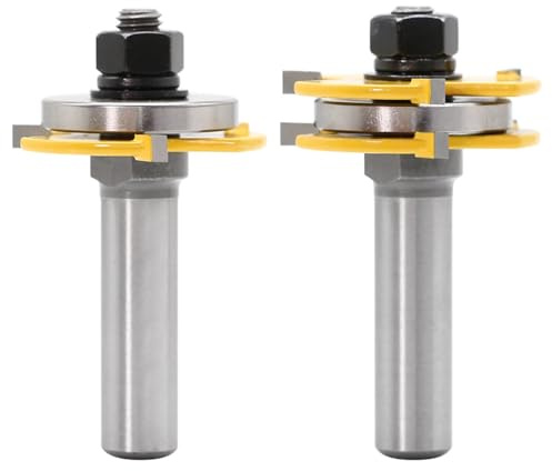Jeu de forets en carbure, Jeu de 2 embouts à languette et rainure, fraise découper en forme T tige 12mm 1/2 pouces 3 dents(12.7mm)