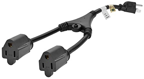 Monoprice Power Cord Splitter - 15 Amp (NEMA 5-15P to 2x NEMA 5-15R), UL Certified, 14AWG, 1.2 Feet, Black