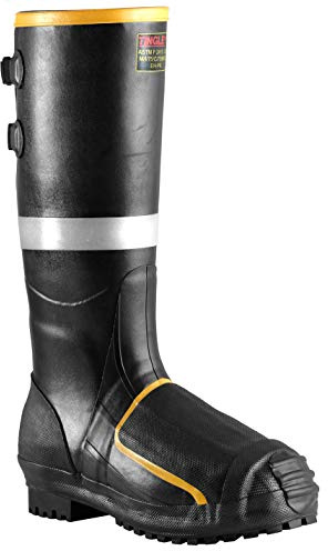 TINGLEY mens Retro Rubber Steel Toe Boot, Black, 9 US
