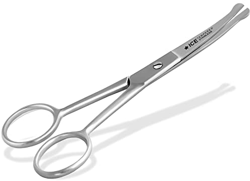 Bartschere - Nasenhaarschere - Ohrhaarschere - 12 cm - Gebogene Schnittfläche - EDELSTAHL