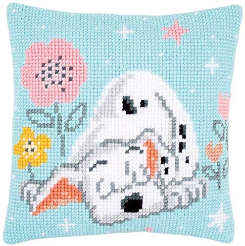 Vervaco korsstygnskudde Disney dalmatiner, stickbild förtryckt kors-packning kudde, förbetecknad, bomull, flerfärgad, 40 x 40 x 0,3 cm