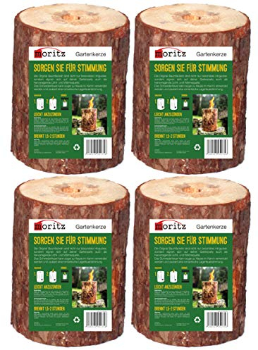 Moritz 4 x torcia svedese con stoppino di accensione, torcia da giardino, in legno, 1,5-2 ore, durata 20 cm di altezza