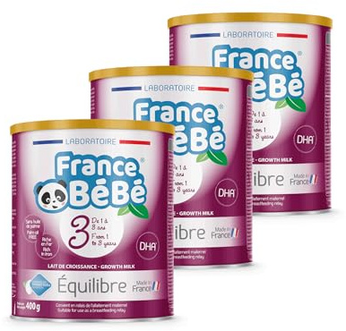 FRANCE BéBé EQUILIBRE - 3ème âge en poudre - Boîte de lait de croissance en poudre de 400 gr - fabriqué en France (3 boîtes)