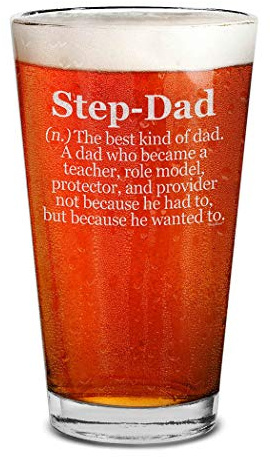 shop4ever Step Dad Definition Beer Glass 16 oz Engraved Pint Glass for Stepfather Bonus Father Gift Birthday Gift for Him Beer Lover Present