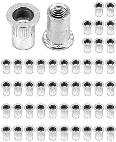 QWORK® 50 Pièces Ecrou A Sertir M6, Tête Plate Ecrou, Alliage D'aluminium, Pour La Fixation De Meubles, Décorations Artisanales