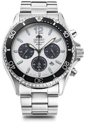 Orient RN-TX0203S Men's Metal Band Sports Diver Design MakoJapan Import New, Multicolor (White/Black), Bracelet Type