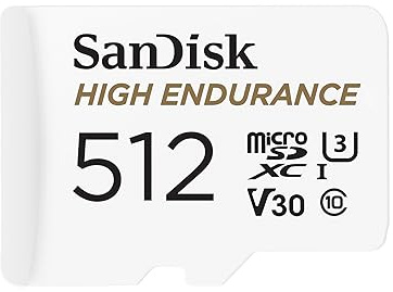 SanDisk High Endurance microSDXC Speicherkarte 512 GB + Adapter (Für Dash-Cams und Private Überwachungskameras, 100 MB/s Lesen, V30 für Full-HD und 4K-Videos)