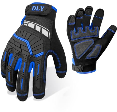 DLY Gants de Travail de Sécurité pour Homme,Gants de Mécanicien avec Écran Tactile,Gants Résistants Anti-impact,Gants Anti-vibrations pour Industrie Automobile, Motocyclisme, Construction Régulière