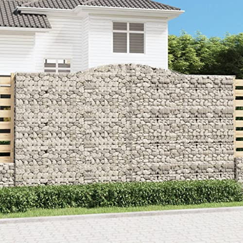 Gabione mit Hochbogen Gabionenzaun-Hochbeete Pflanzgefäße für den Gemüseanbau Kräuterbeete 400x50x220/240 cm Verzinktes Eisen Geeignet für Balkone, Terrassen, Decks