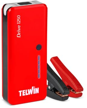 Telwin Drive 1250 Avviatore Booster Starter Multifunzione 12V per Auto, Moto, Imbarcazioni, 1250A + Powerbank e Luce Led