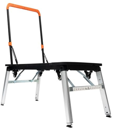 Multifunktional Garagenarbeitstisch Werkstattwagen 7 Funktionen Klappbare Werkbank Tragbarer Wagen, 150/250kg Tragfähigkeitl, Tischhöhe einstellbar von 520-780 mm, Rollbrett Transportwagen