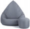 Slevobox Sitzsack mit Hocker Grau 112x82x82cm - XXL Sitzsack Erwachsene mit Füllung - Sitzsack Kinder - Schlafzimmer und Wohnzimmer Möbel - Outdoor Sitzsack XXL - Indoor Sitzsäcke - Bean Bag