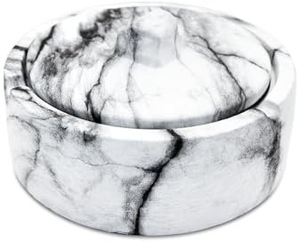 Andiker Ceramic Windproof Ashtray with Lid, Non-Slip Base for Inside or Outside, Smell Proof for Homes, Offices, Bars, Cafes, Parties, Gardens (Grey)