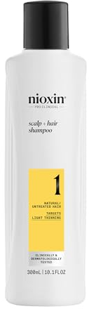Nioxin Scalp + Hair System 1 Shampoo - Tiefenreinigungsshampoo für unbehandeltes Haar. Beugt dünner werdendem Haar vor – mit Biotin & Niacinamid (300 ml)