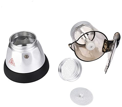 aqxreight Pot Moka électrique Grande capacité, Cuisinière à Expresso, Percolateur à café, Alliage D'aluminium Sûr, Robuste, Poignée Facile, Confort, Prise Ue 150ml (150ML)