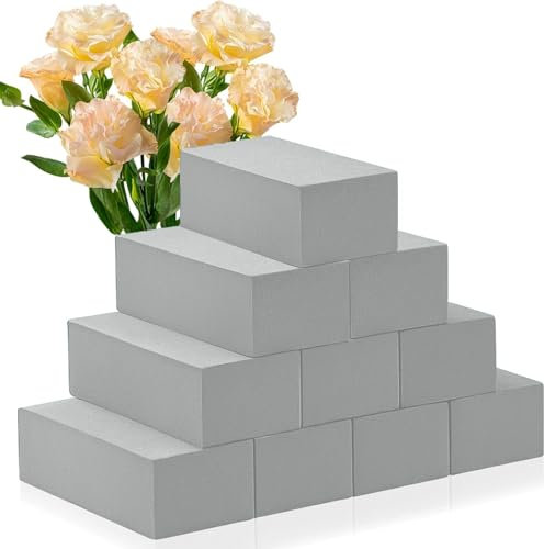 LOLYSIC 10 Pcs Floral Foam Blocks, Dry Flower Foam Bricks for Artificial & Fresh Flower Arranging, Large Floral Foam Bricks Florist Foam Blocks for Weddings Party, Grey