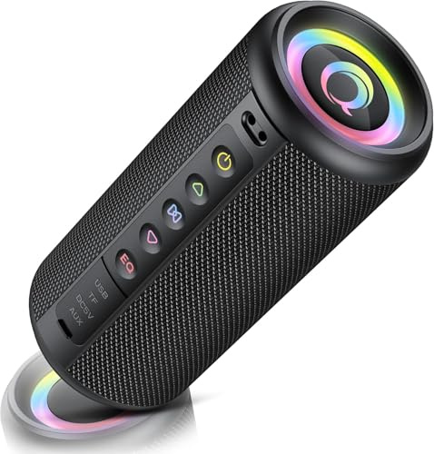Enceinte Bluetooth puissante, Enceintes Portable Bluetooth 5.4 Sans Fil Avec 20w stéréo, Appariage TWS, Lumière RGB, Appel Mains Libres, 3 EQ Mode, Haut-Parleur Étanche IP7 Pour L'extérieur, Noir