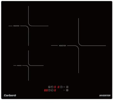 Corberó - Placa de Inducción | CCIM3662 | 60cm | 3 Zonas | 6200W | 3 Zonas de Cocción | Zona Extra Grande 29 cm | Control Táctil | Booster| Temporizador | Bloqueo seguridad | Lineas Blancas