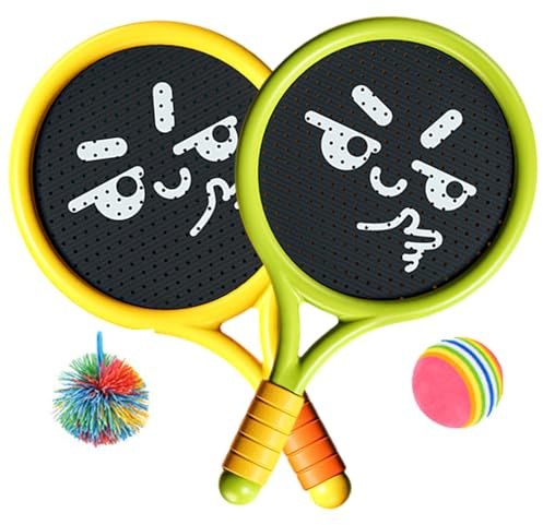 Set da 4 pezzi per badminton per bambini, divertimento interattivo sicuro, adatto ai bambini, set di racchette da tennis per, include 2 racchette, 2 palline diverse per sport all'aria aperta