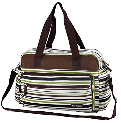 Große grüngestreifte Wickeltasche |Babytasche