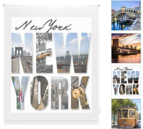 blindecor Roller Digital – Rollo durchscheinend, Digital, Bedruckt, Motiv New York 130 x 180 cm bunt