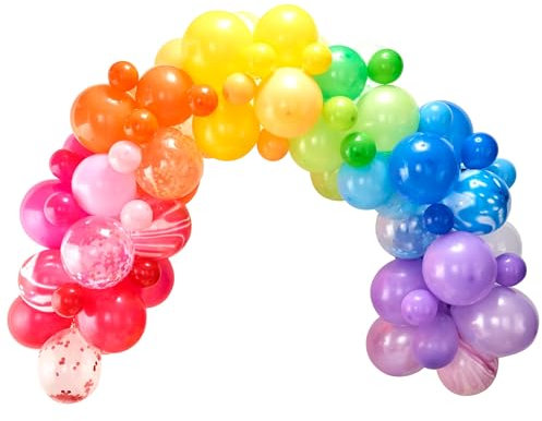 Ginger Ray Rainbow Multi Coloured Balloon Arch Garland Kit - 85 Balloons in assorted sizes & Tape - Balloon Arches
