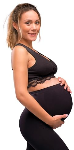 Carriwell Soutien-Gorge de Grossesse, Sommeil et d’Allaitement Bio – Soutien-Gorge en Coton Ultra Confortable avec Dentelle, Respirant, Doux et sans Couture, S’adapte aux Changements de la Poitrine M