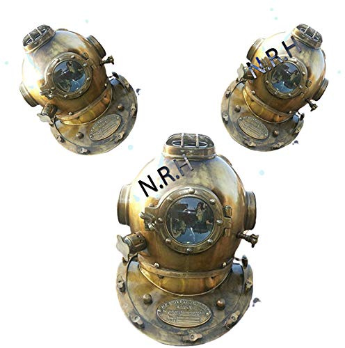 Nautical Replica Hub Taucherhelm U.S Mark V aus massivem Stahl, original gelb Antique18