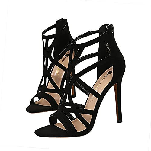 Femmes Talon Haut Aiguilles Fermeture Éclair Talon Aiguille Peep-Toe Évider Sandales Pompes Hauteur du Talon 11CM Plate-Forme 0.5CM pour Haute 9.5 CM Style pour La Vie Fête De Mariage Sexy Night Club