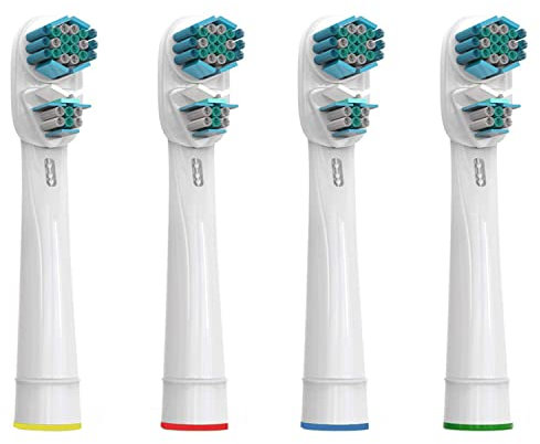 KongKay Brossettes de Rechange pour Oralb dual clean, 4 Têtes Compatibles Avec les Oralb Brosses à Dents Électriques, Têtes doubles pour un meilleur nettoyage