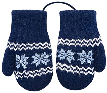 Gant Hiver Enfant 2-4 ans Mitaines Plein-doigts Laine Tricot Fille Garçon Moufles Polaire Chaud avec Rayures d'ananas Moufles gants avec Ficelle Gants de Ski Gloves pour Extérieur Vélo Moto Escalade