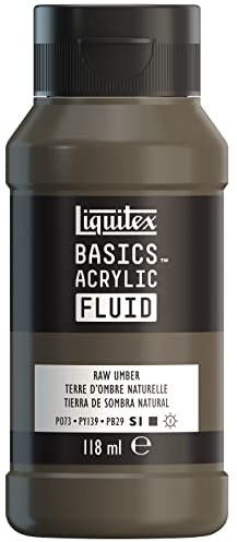 Liquitex 8870409 Basics Fluid Acrylfarbe mit fließender Konsiszenz, schnell trocknend, lichtecht, wasserfest, auf Wasserbasis, 118ml Flasche - Umbra Natur