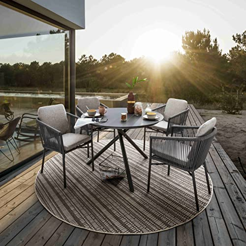 Destiny Sitzgruppe Lucca Barletta 4 Sessel + Tisch Ø110x77cm HPL Tischplatte