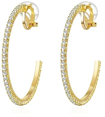 QUKE 4.3CM Vergoldet Ohrclips Creole Ohrringe für Frauen Mädchen Kubischer Zirkon Nicht Durchbohrt Ohrringe