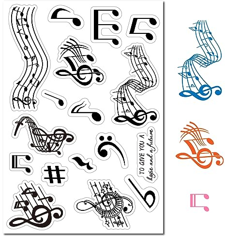 CRASPIRE Nota Musical Sellos de Goma Transparentes Personal Sellos de Silicona Vintage Transparentes Sello para Hacer Tarjetas de Diario Hacer Amigos DIY Scrapbooking Marco de Fotos Decoración