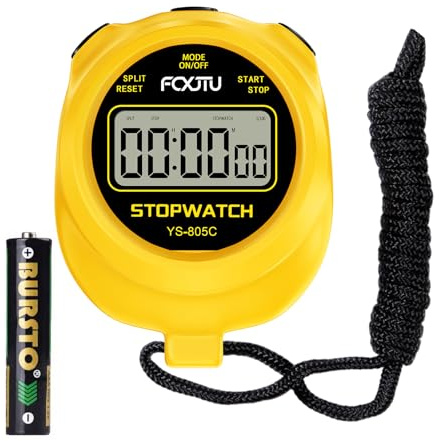 FCXJTU Einfacher Stoppuhr-Timer, Countdown-Timer für Einzelrunden-Stoppuhr, kein stündlicher Piepton, An/Aus, AAA-Batterie, großes Display, einfach zu bedienen, ideale Stopwatch für Kindertrainer