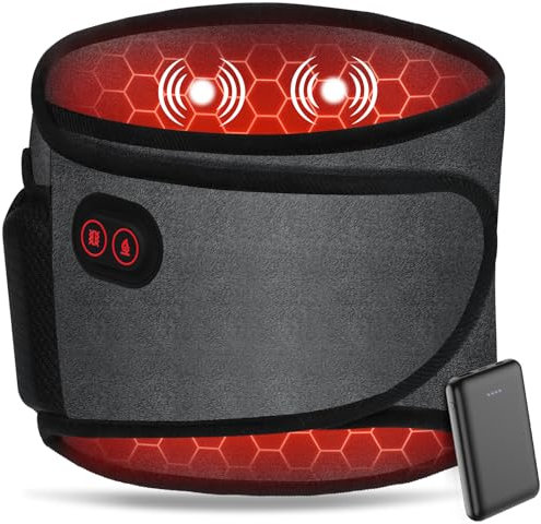 Arlierss Graphen Wärmegürtel Rücken mit 5000mAh Akku, Elektrisches Heizkissen mit Abschaltautomatik, Gurt Verstellbare Riemen Heizgürtel mit 3 Heizstufen & 3 Massagemoden zur Schmerzlinderung