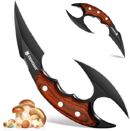 DRGSKL Outdoor Survival Messer Scharfes Camping Messer mit Scheide und Pilzmesser Funktion für BBQ, Ideal für Männe