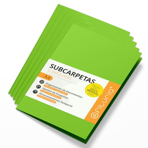 Cartelline Cartoncino A4, Raccoglitori Documenti di Carta 180gr, Cartella Portadocumenti per Archiviazione, Confezione da 50 Carpette Portadocumenti Colorate per Documenti - Ofituria (Verde Intenso)