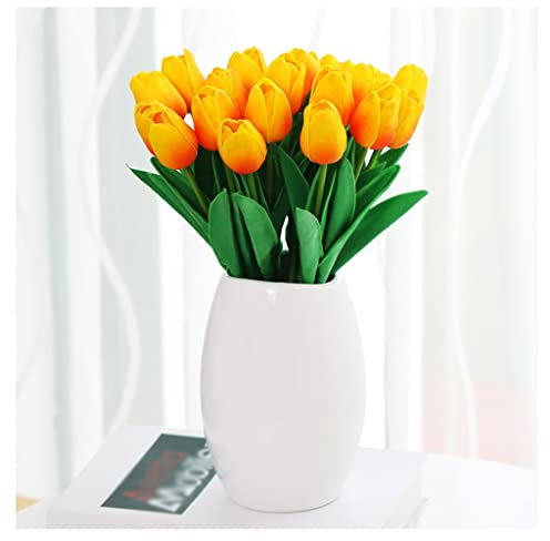QTYQWC Fiori artificiali in vaso, tulipano fiore artificiale con vaso Real Touch bouquet artificiale set di fiori finti per decorazione di nozze decorazione casa Garen fiori finti (colore: A