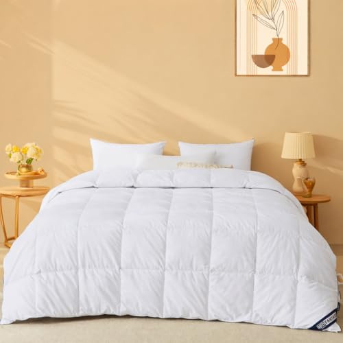 BedFabtasy Piumino estivo di alta qualità, 200 x 200 cm, leggero, 200 x 200 cm, con piumino d'oca e piume di alta qualità, 100% cotone, certificato per il benessere degli animali