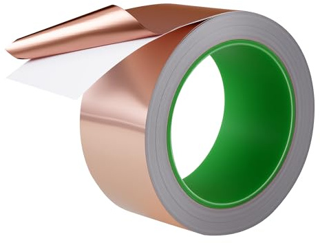 BUCOMTU Kupferband Gegen Schnecken,50mm x 20m Beidseitig Leitende EMI Kupferfolienband,Selbstklebend Schneckenabwehr Schneckenschutz Kupferband für Hochbeet & Pflanzen