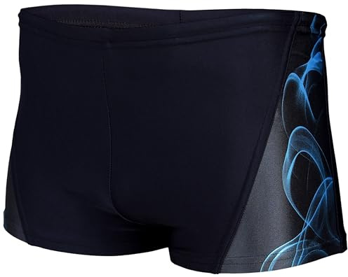 Aquarti Herren Kurze Badehose mit Streifen, Farbe: 16201 Schwarz/Blau, Größe: 7XL