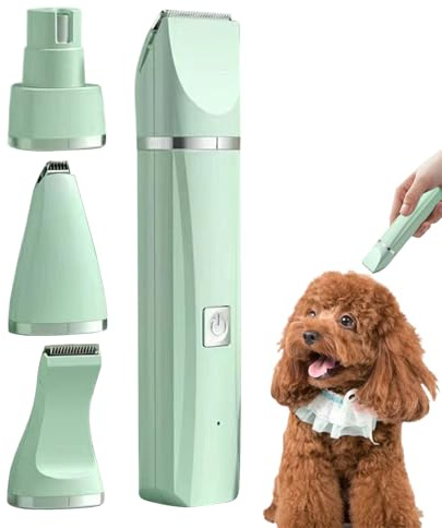 Trousse De Toilettage Pour Chien, Rasoir Électrique, Kit 4 en 1 Sans Fil Silencieux pour Griffes Poils Emmêlés Visage Oreilles Pattes