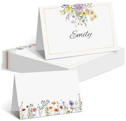 50 tarjetas de lugar para mesa, tarjetas de nombre florales para bodas, compromisos, despedidas de soltera, fiestas de cumpleaños (estilo 1)