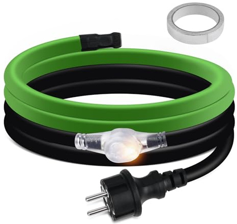 Câble chauffant de 2 m avec thermostat, 35 W/m, autorégulant, antigel, avec voyant lumineux, pour conduites d'eau chauffantes par transfert thermique, pour gouttières et abreuvoirs Willow, IP68