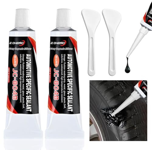2 Stück Karosseriekleber Schwarz,Scheibenkleber Auto,Klebstoff für Türdichtung Auto, KFZ Dichtmasse Schwarz, Schnelle Aushärtung, Wasserdicht, Hochtemperatur, Gute Abdichtung, 100ML (50ml x 2PCS)