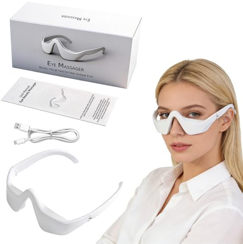 Under Eye Red Light Therapy Device, Red Light Therapy Glasses, 4 Modes Microcurrent, 3 Levels EMS Intensity, Eye Massager for Relieve Eye Bags, Dark Circles and Puffiness periorbital