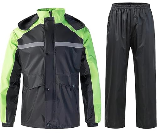 YOSUWOAI Vêtement de pluie, de vélo, pour homme (veste de pluie + pantalon) pour femme, imperméable, veste à capuche et pantalon, combinaison de vélo d'extérieur
